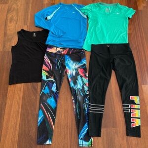5 workout yoga pants tops Fabletics Pink Nike size small multicolor women's wear
